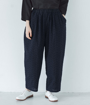 フラワー刺繍パンツ(ネイビー-ONESIZE)