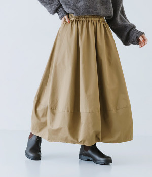 コットンチノゆったりバルーンスカート(ベージュ-ONESIZE)