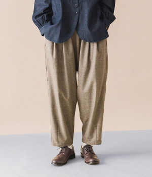 ウール混パイピングバルーンパンツ(ブラウン-ONESIZE)