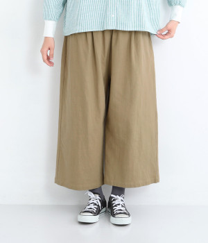 コットンタックワイドパンツ(ベージュ-ONESIZE)