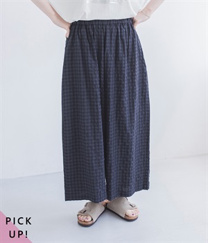 ギンガムチェックワイドパンツ(ネイビー-ONESIZE)
