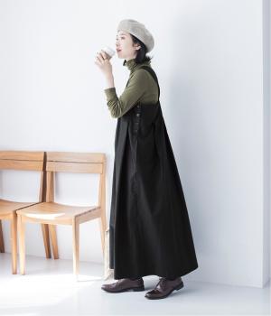 テンセルコットンジャンパースカート(ブラック-ONESIZE)