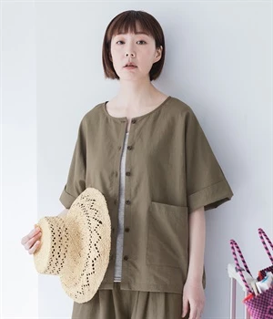 コットンリネン 2wayブラウス