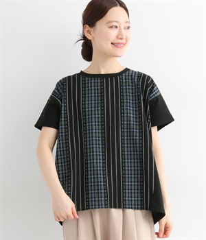 コットン別地切り替えプルオーバー