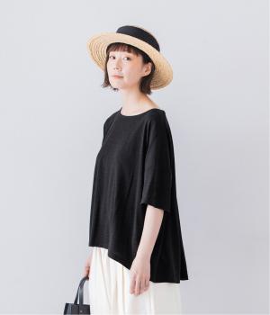 コットンリネン混バックフレアTシャツ