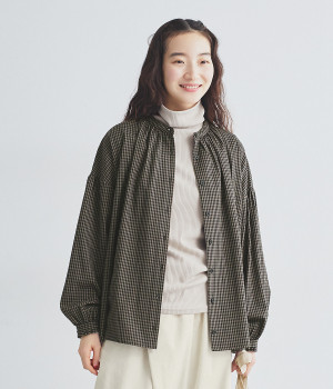 起毛ギンガムブラウス