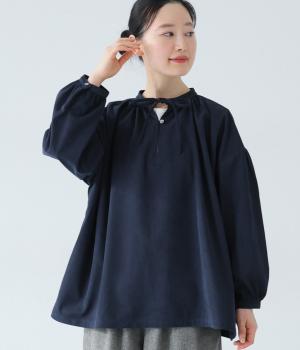 コーデュロイリボンブラウス(ネイビー-F)
