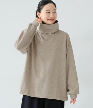 袖ギャザータートルネックカットソー(杢グレー-F)