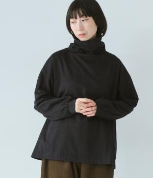 袖ギャザータートルネックカットソー(ブラック-F)