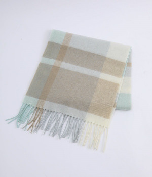 洗えるウール チェックマフラー(ミント-ONESIZE)