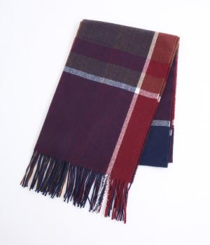 ビタートーンチェックストール(ワイン-F)