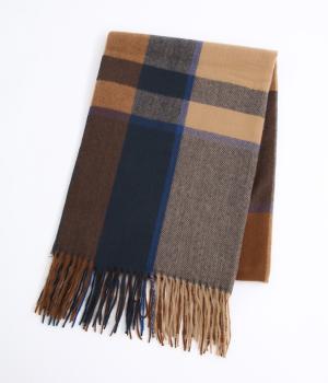 ビタートーンチェックストール(ブラウン-F)