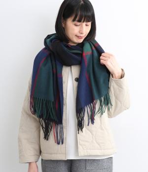 ビタートーンチェックストール(ネイビー-F)