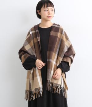 ダークトーンチェックストール(ブラウン-F)