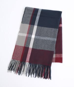 ダークトーンチェックストール(ネイビー-F)