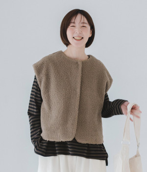 ボア2wayベスト(モカ-ONESIZE)