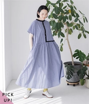 別注｜2way切替えフレアーワンピース(ストライプ-ONESIZE)