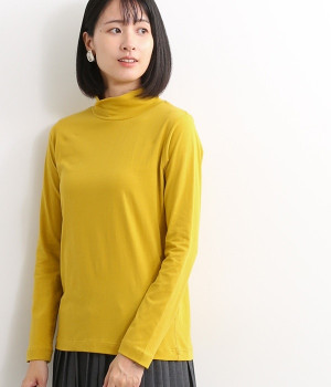 オーガニックコットンハイネックTシャツ(イエロー-L)