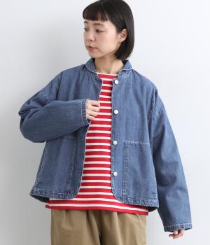 9オンスコットンデニムヘチマカラージャケット(ブルー-F)
