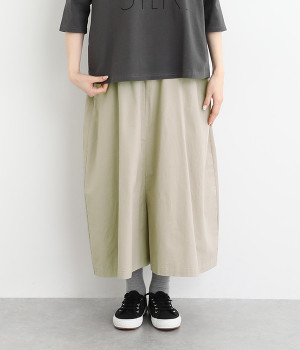 コットンツイル スカート風ワイドパンツ(グレージュ-ONESIZE)
