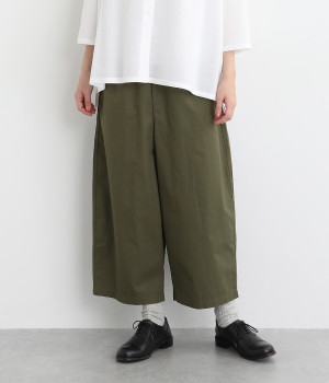 コットンツイル セミワイドパンツ(カーキ-ONESIZE)