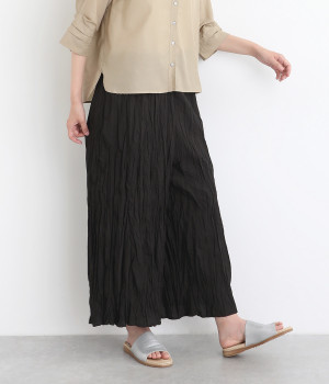 クリンクル ワイドパンツ(ブラック-ONESIZE)