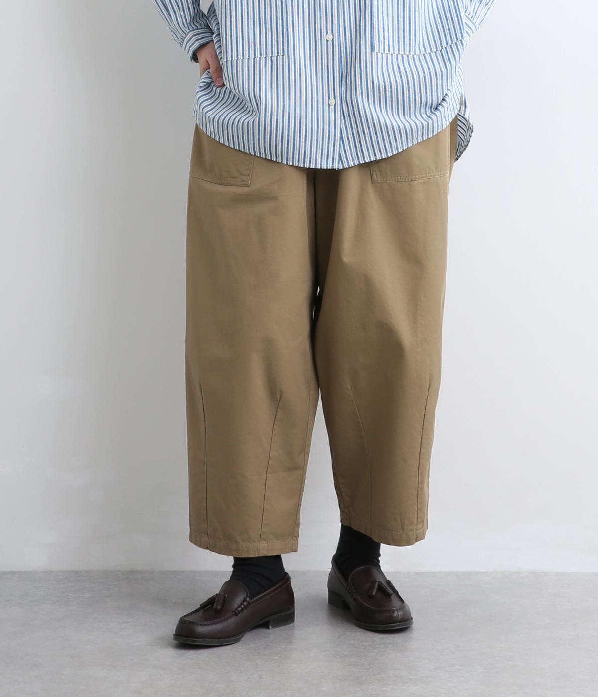 コットンツイルウエストゴムサーカスパンツ(ベージュ-F)