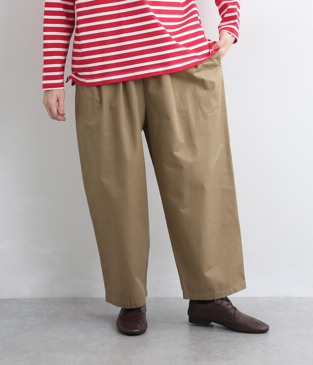 コットンツイルウエストゴムタックパンツ(ベージュ-F)