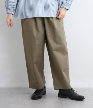 コットンツイルウエストゴムタックパンツ(ライトカーキ-F)