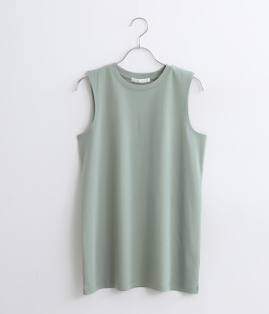 強撚スムース タンクトップ(グリーン-ONESIZE)
