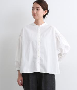 コットンポプリンワッシャーボリュームスリーブシャツ(オフ-F)