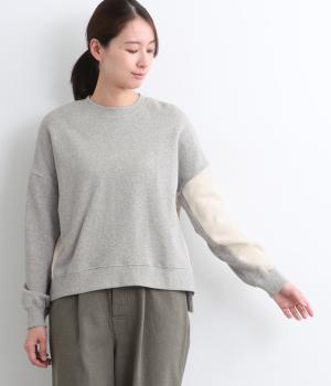 コットンガーゼ裏毛バイカラートレーラー(杢グレー×アイボリー-F)