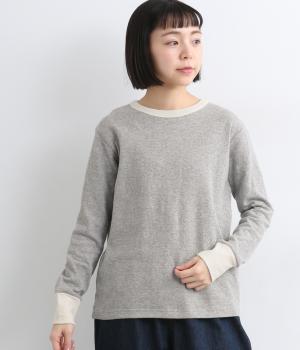 コットン接結天竺バイカラー長袖Tシャツ