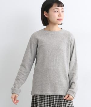 コットン接結天竺ねじれデザイン長袖Tシャツ