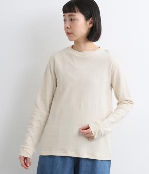 コットン接結天竺ねじれデザイン長袖Tシャツ(アイボリー-F)