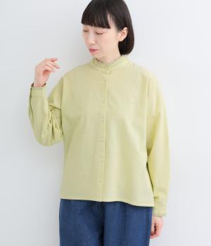 コットンシャンブレー カットワーク刺繍ブラウス(アップルグリーン-F)