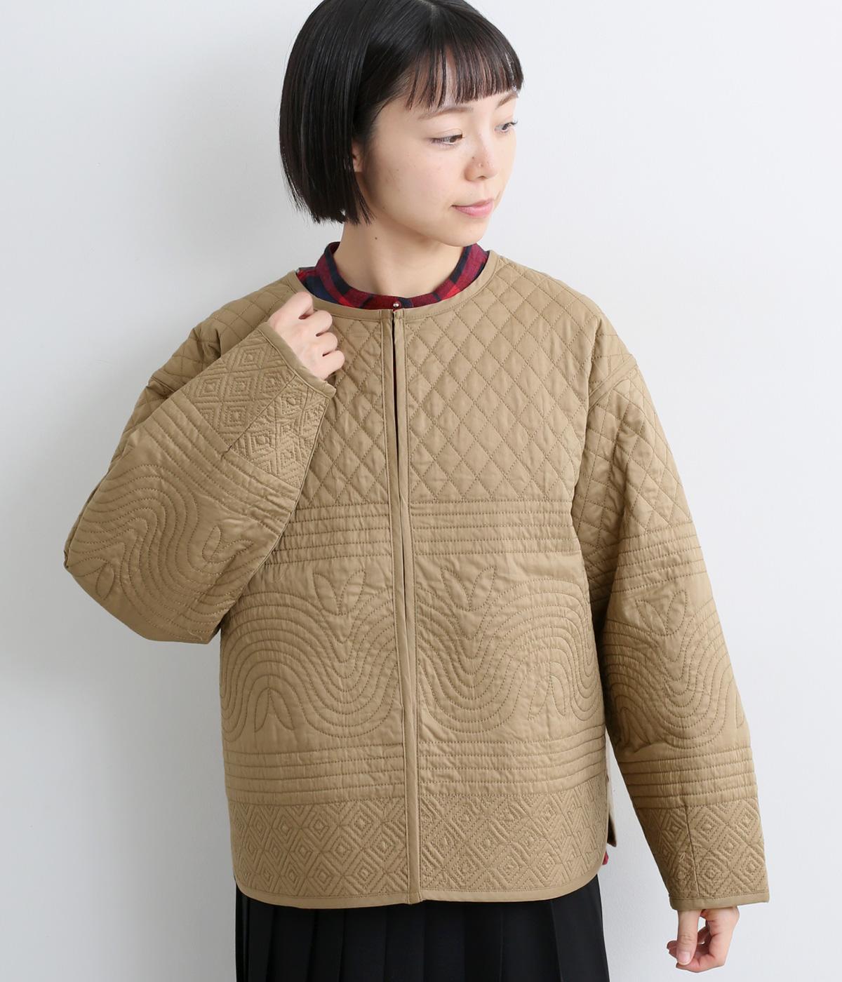 コットンキルティングジャケット(ベージュ-F)