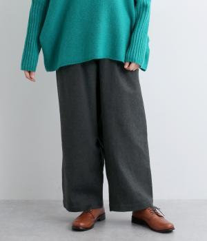 コットン起毛タックワイドパンツ(チャコール-F)