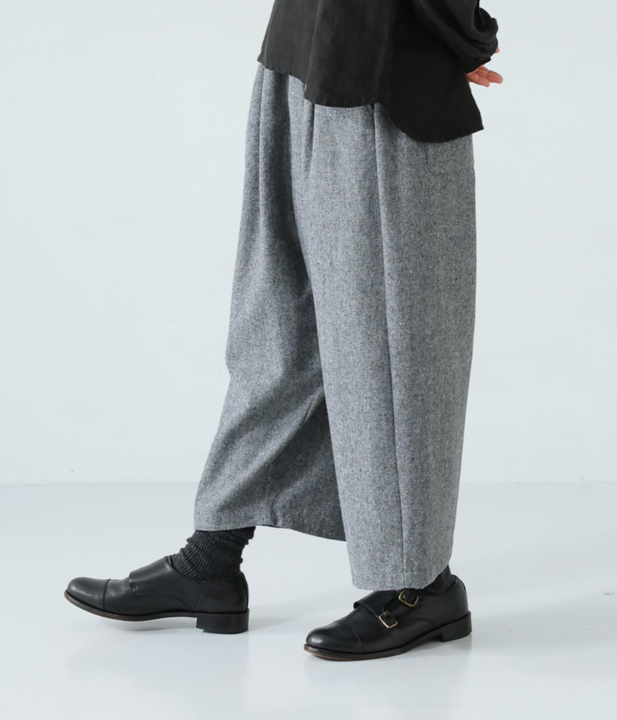 ツイード起毛タックワイドパンツ(グレー-F)