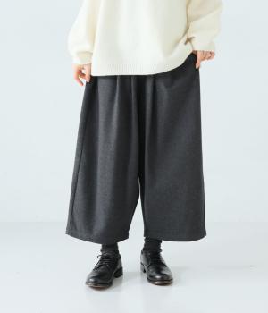 ツイード起毛タックワイドパンツ(チャコール-F)