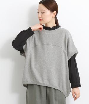 ガーゼ裏毛ドルマンワイドベスト(杢グレー-F)