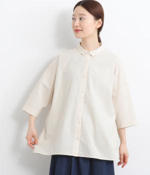 コットンワッシャー7分袖オーバーシャツ(アイボリー-F)