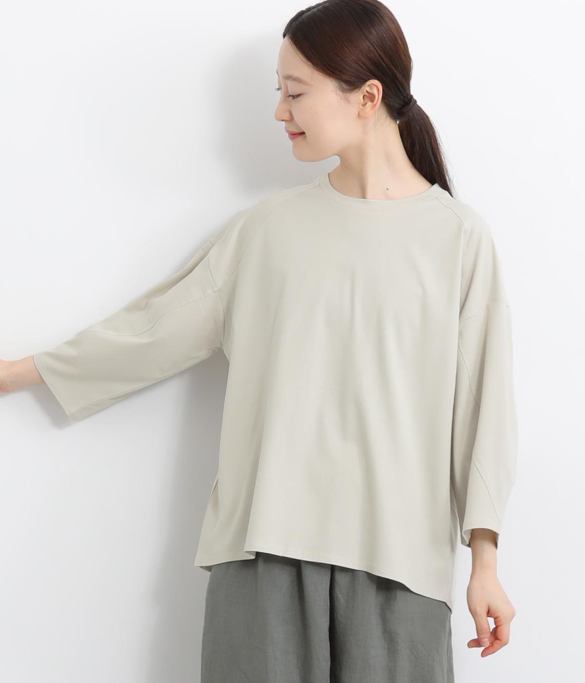 強撚シルケットスムースバルーン7分袖Tシャツ(ベージュ-F)