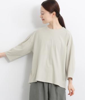 強撚シルケットスムースバルーン7分袖Tシャツ(ベージュ-F)