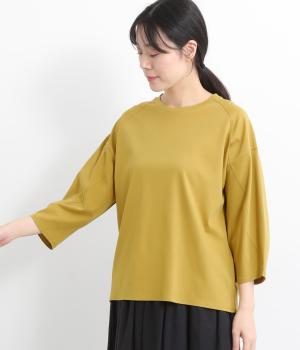 強撚シルケットスムースバルーン7分袖Tシャツ(マスタード-F)