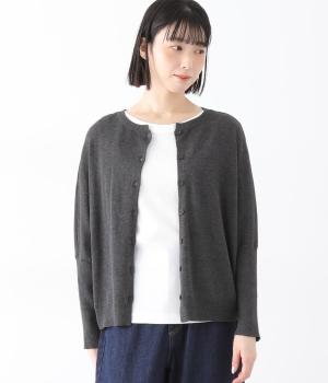 コットンニット2wayドルマンカーディガン(チャコール-F)