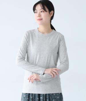 オーガニックコットン天竺ロングスリーブTシャツ(杢グレー-F)