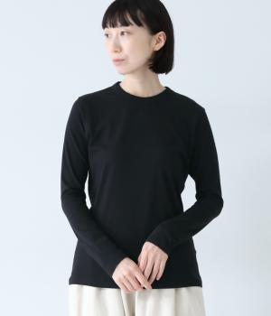 オーガニックコットン天竺ロングスリーブTシャツ(ブラック-F)