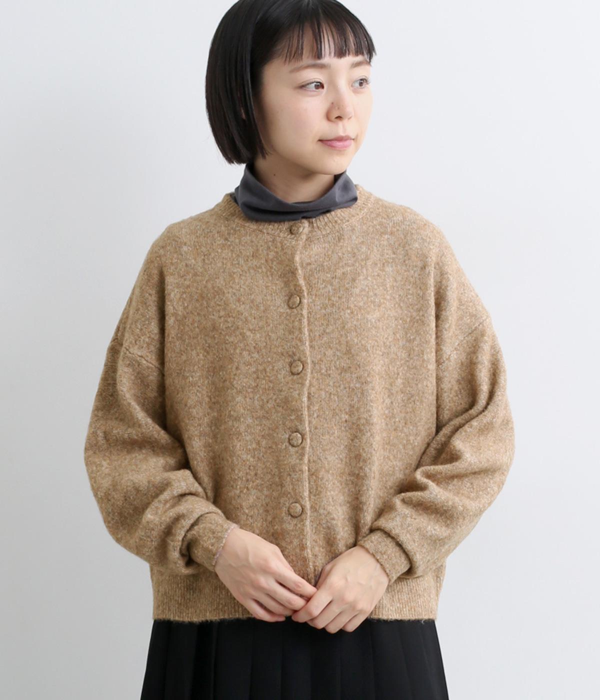 くるみボタンパフスリーブカーディガン(モカ-F)