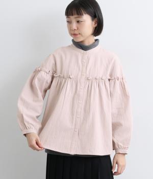 ボリューム袖フリルブラウス(ライトピンク-F)